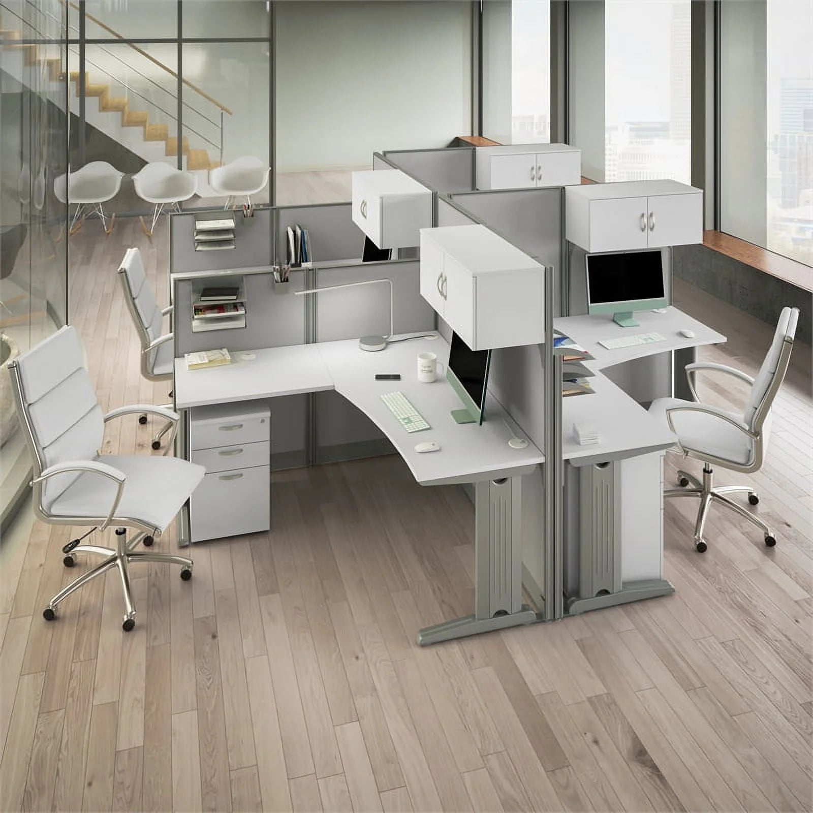 Office in an Hour Cubicle Storage Set Pure White Engineered Wood O779500