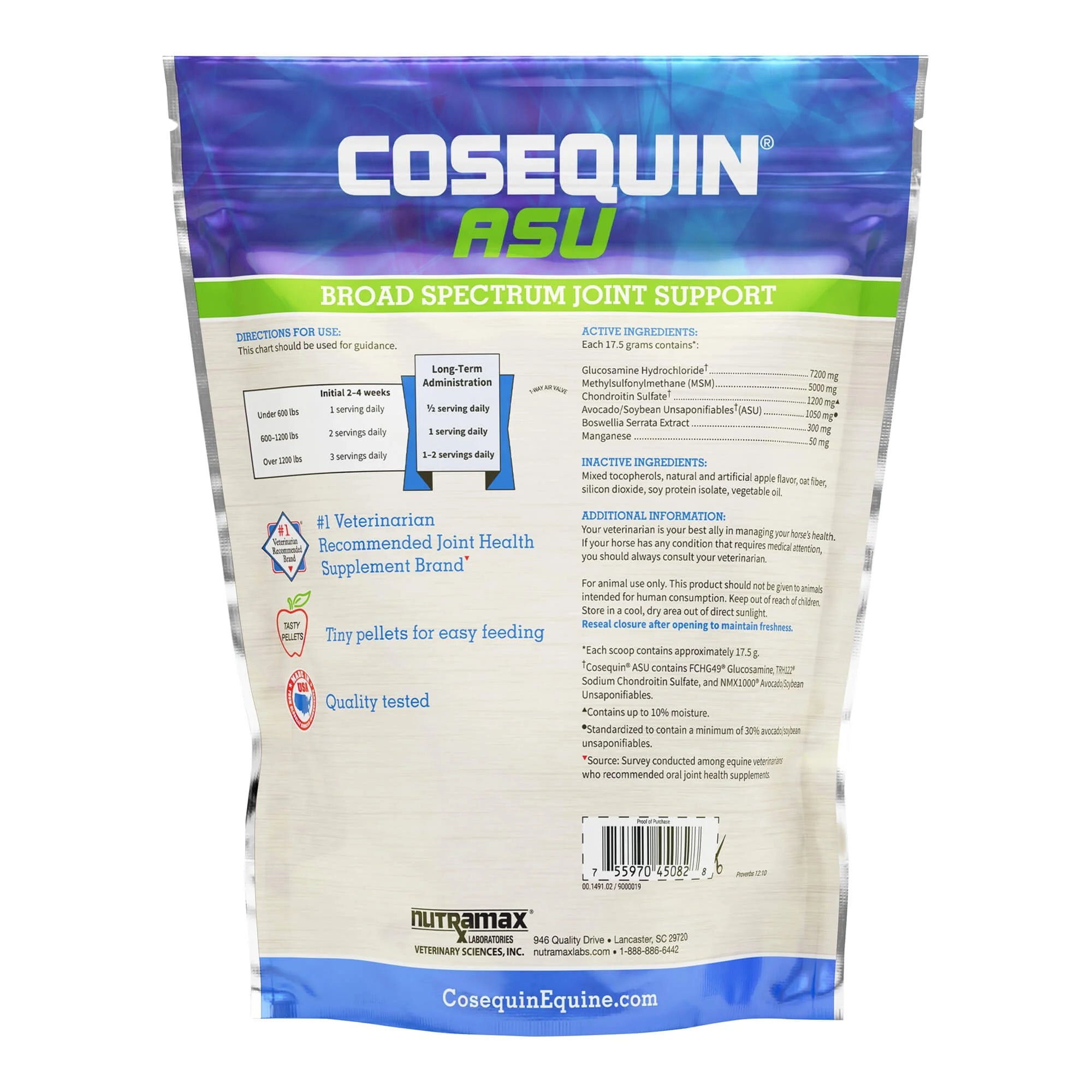 Cosequin Pellets with Glucosamine & Chondroitin ASU Joint Health Supplement for Horses, 1420g U470204