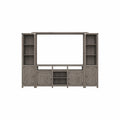 Bush Furniture 65W Farmhouse Entertainment Center with Shelves Restored Gray