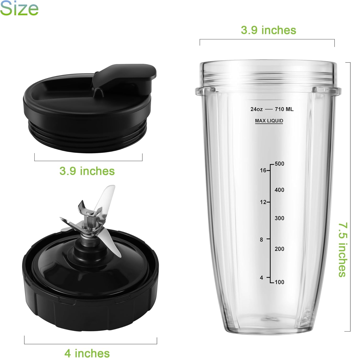 Ninja 24oz Blender Cups with To-Go Lids and Extractor Blade S647