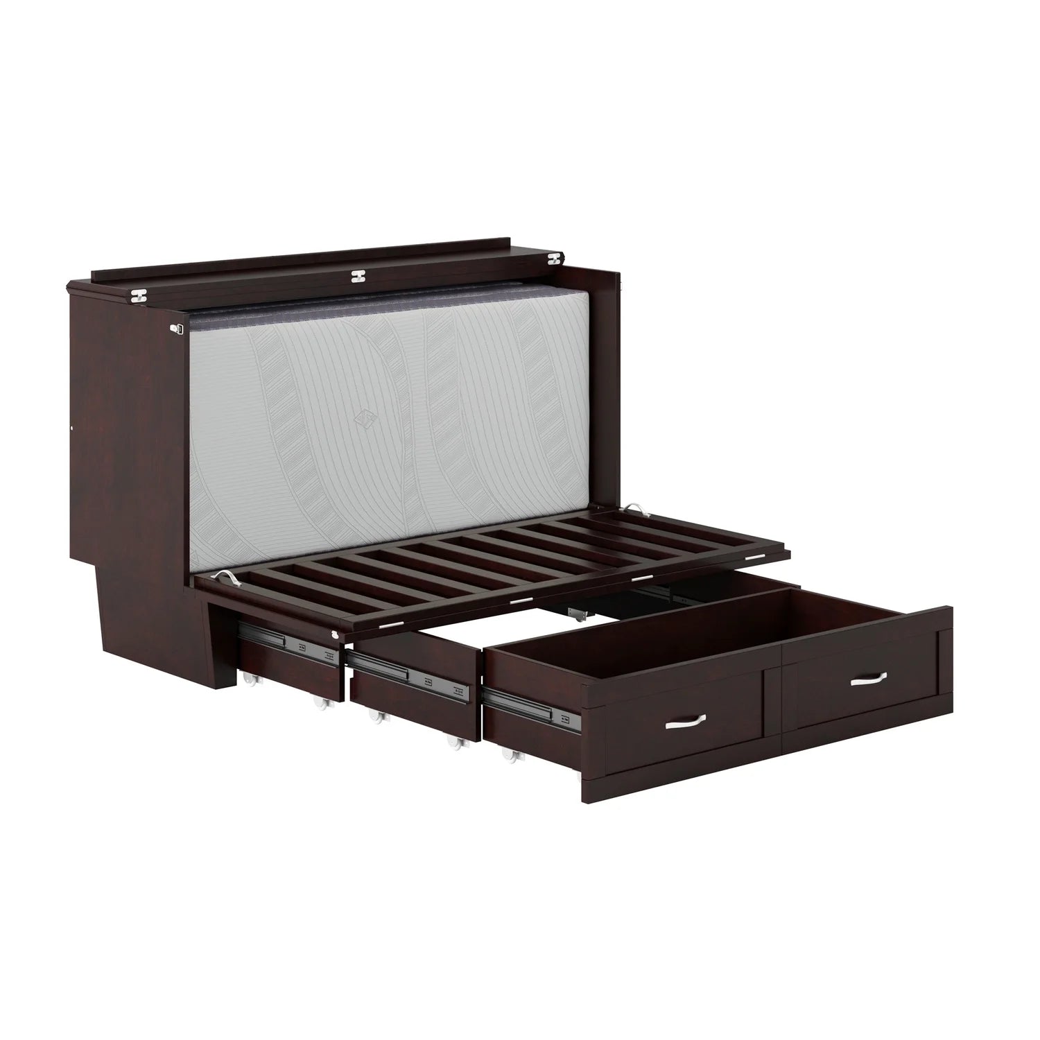AFI Chelsea Queen Solid Wood Murphy Bed Chest with Mattress Espresso I253004