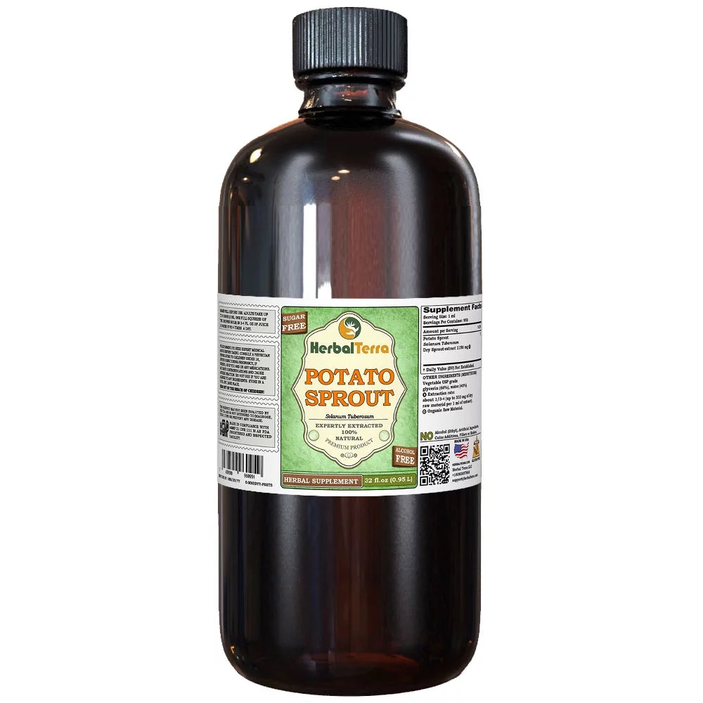 Potato Sprout Dry Sprout KETO Friendly Alcohol-Free Absolutely Natural Expertly Extracted by Trusted HerbalTerra Brand Liquid Extract. Proudly made in USA. Glycerite 32 Fl.Oz