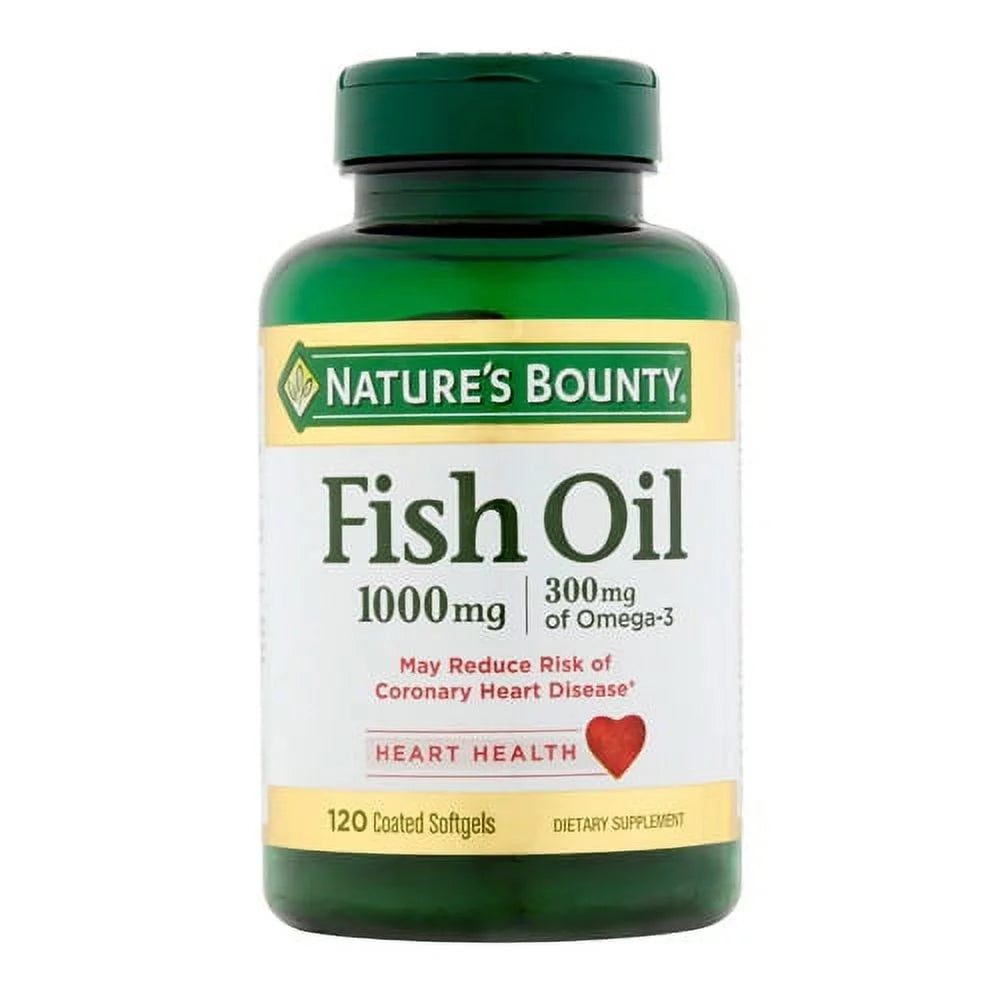 Nature's Bounty Odorless Fish Oil 1000mg Omega-3 Softgels, 120 Count, 2 Pack V2903