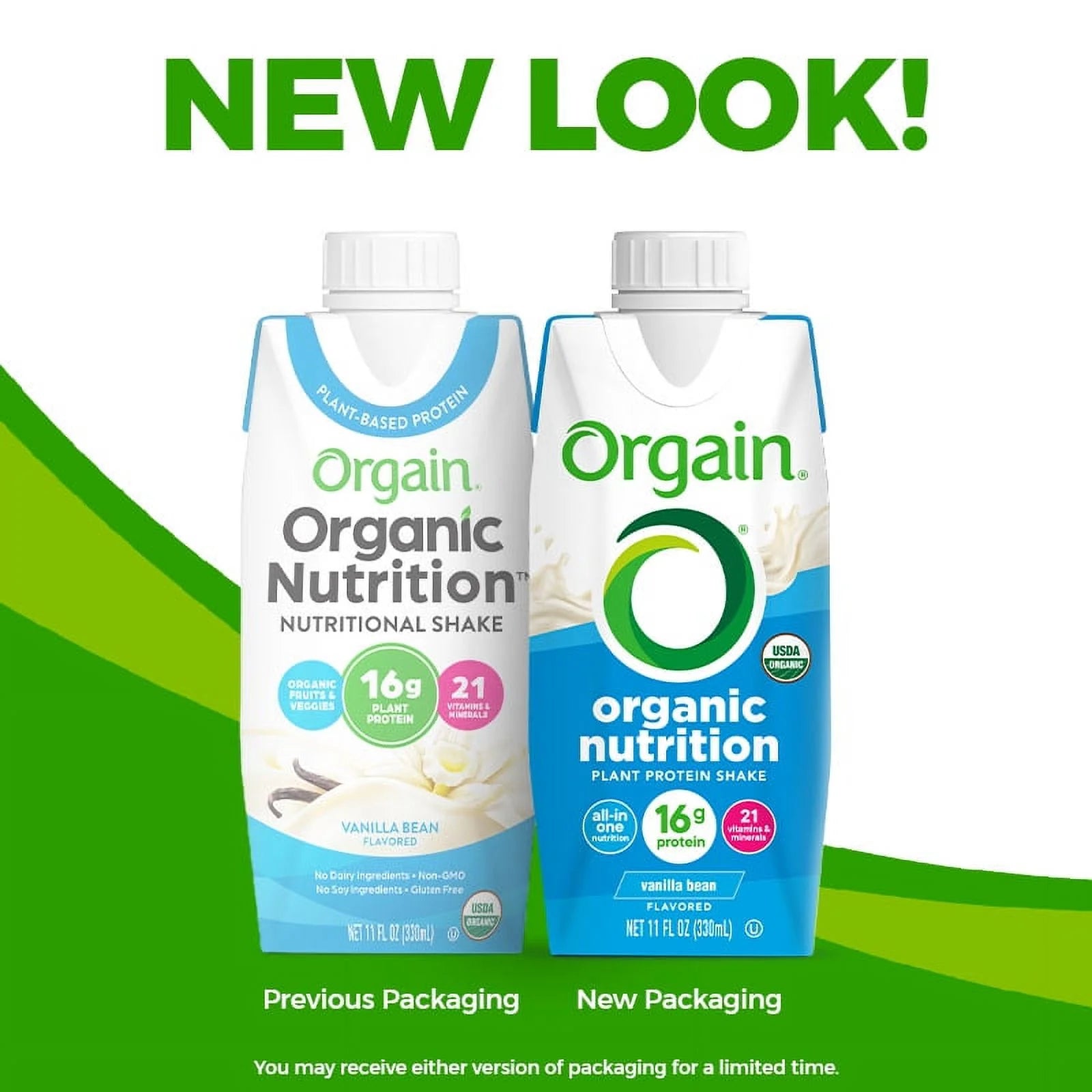 Orgain Organic Vegan Protein Shake, Vanilla Bean, 11oz, 12ct M15442