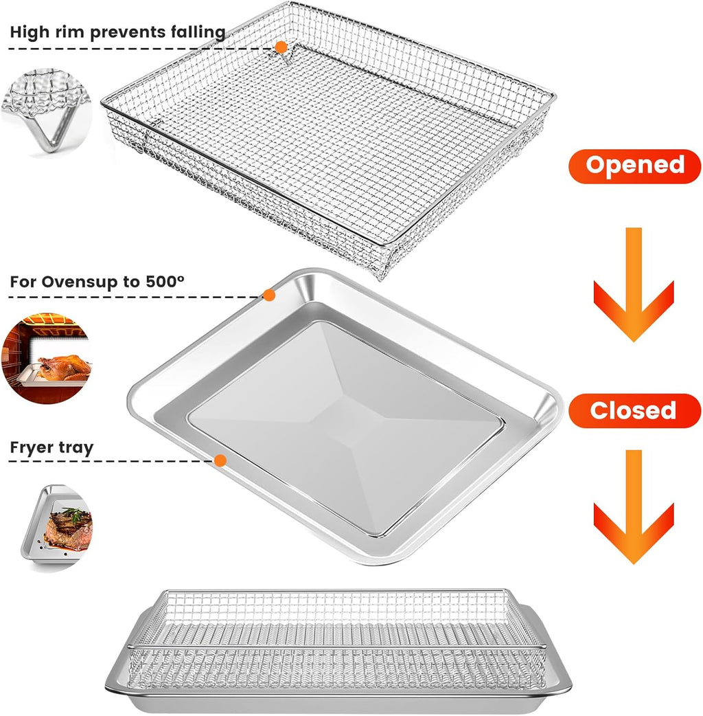 Cuisinart TOA-60 TOA-65 TOA-70 Air Fryer Basket Replacement, Stainless Steel Mesh Tray P50306