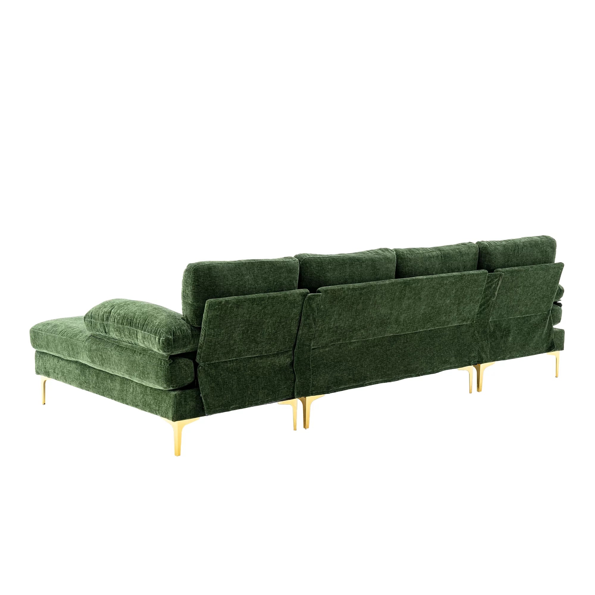 Luccalily U-Shaped Sectional Sofa with Golden Metal Legs, Velvet G28249
