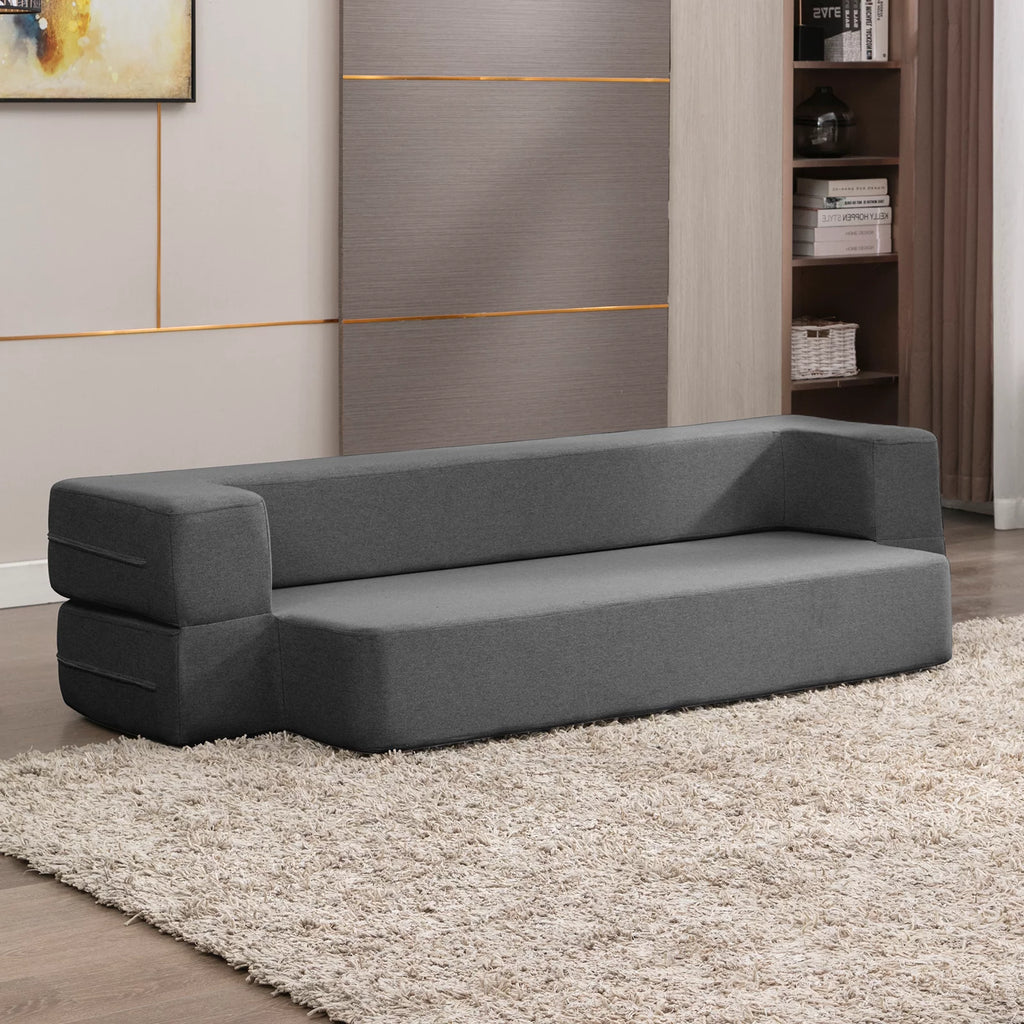 Mjkone Folding Queen Size Sleeper Sofa Bed with Memory Foam, Dark Gray N850