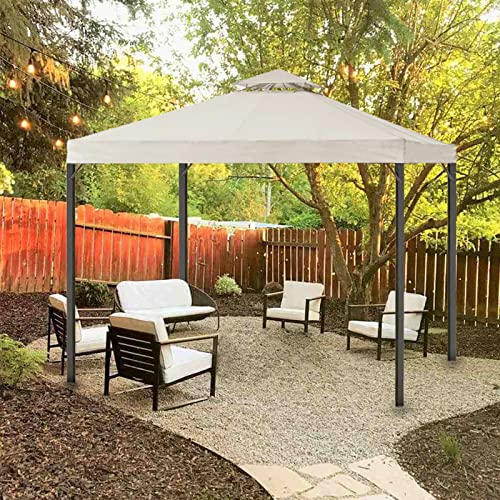Gazebo Replacement Top 10x10 FT, 2 Tier Canopy Cover with Air Vent, Beige N878