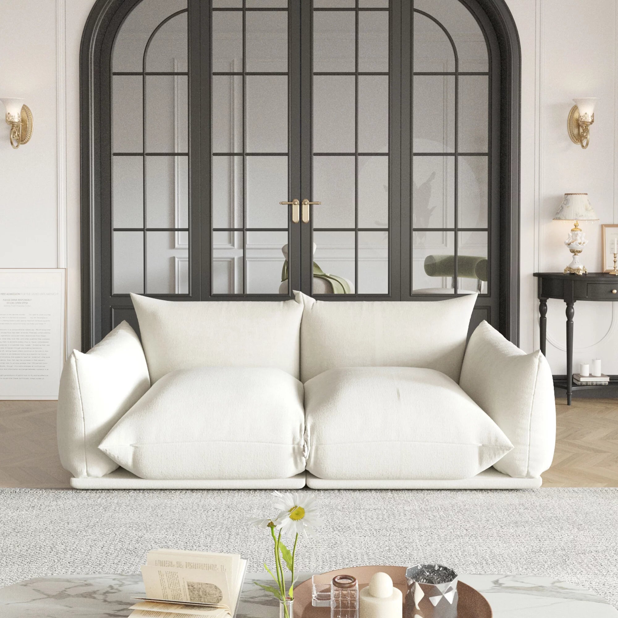 Magic Home Convertible Modular Sectional Sofa Chenille Couch Beige O56890