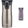 Contigo West Loop 16oz Stainless Steel Vacuum Travel Mug 2-Pack with Spill-Proof Lid, Keeps Drinks Hot up to 5 Hours and Cold up to 12 Hours, Very Berry & Steel and Monaco & Steel