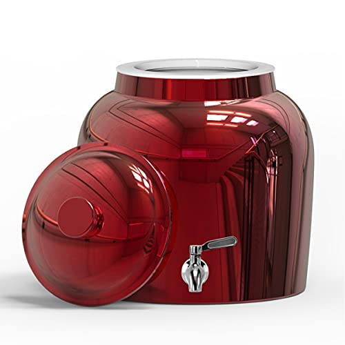Geo Sports Porcelain Ceramic Crock Water Dispenser, Stainless Steel Faucet, Valve and Lid Included. Fits 3 to 5 Gallon Jugs. (Silver Chrome)