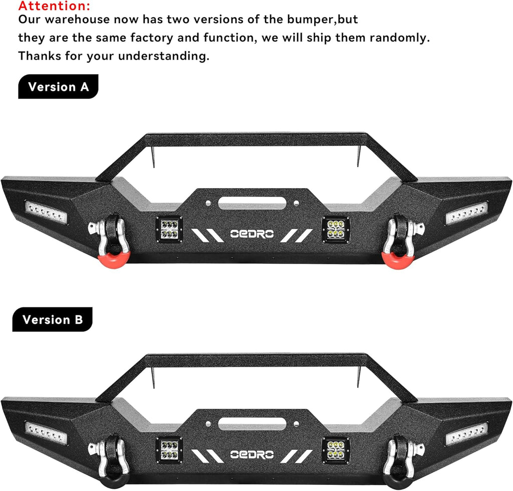 OEDRO Front Bumper for Jeep Wrangler JL & Gladiator with Winch Plate and LED Lights P686
