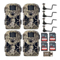 Stealth Cam 2022 G42NG 32MP Trail Camera (4-Pack) with Tree Mounts, No-Glow Flash, 100-Ft. IR Range, Kryptek Camo Bundle with Holder, 32GB Card, and Card Reader (13 Items)
