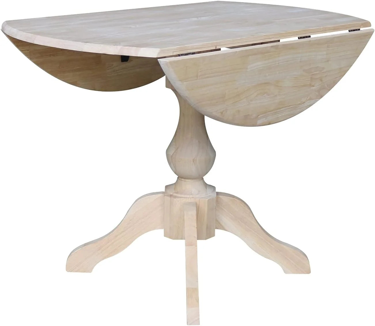 Round Dual Drop Leaf Pedestal Dining Table, Unfinished X20489
