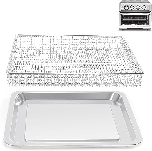 Stainless Steel Baking Tray Pan and Air Fryer Basket Compatible with Cuisinart Airfryer TOA-060 and TOA-065 Deep Fryer Parts & Accessories (with Cuisinart Airfryer models TOA-060 and TOA-065)