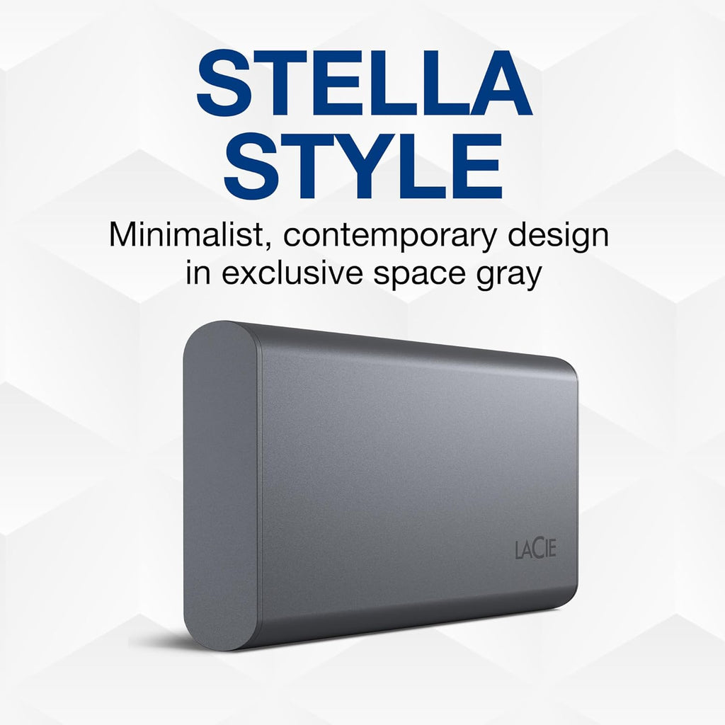 LaCie Mobile Drive SECURE 2TB Portable SSD - Space Grey, USB-C 3.2 R636