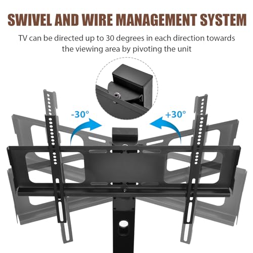 Universal Floor TV Stand with Tempered Glass, Height Adjustable and Swivel H985