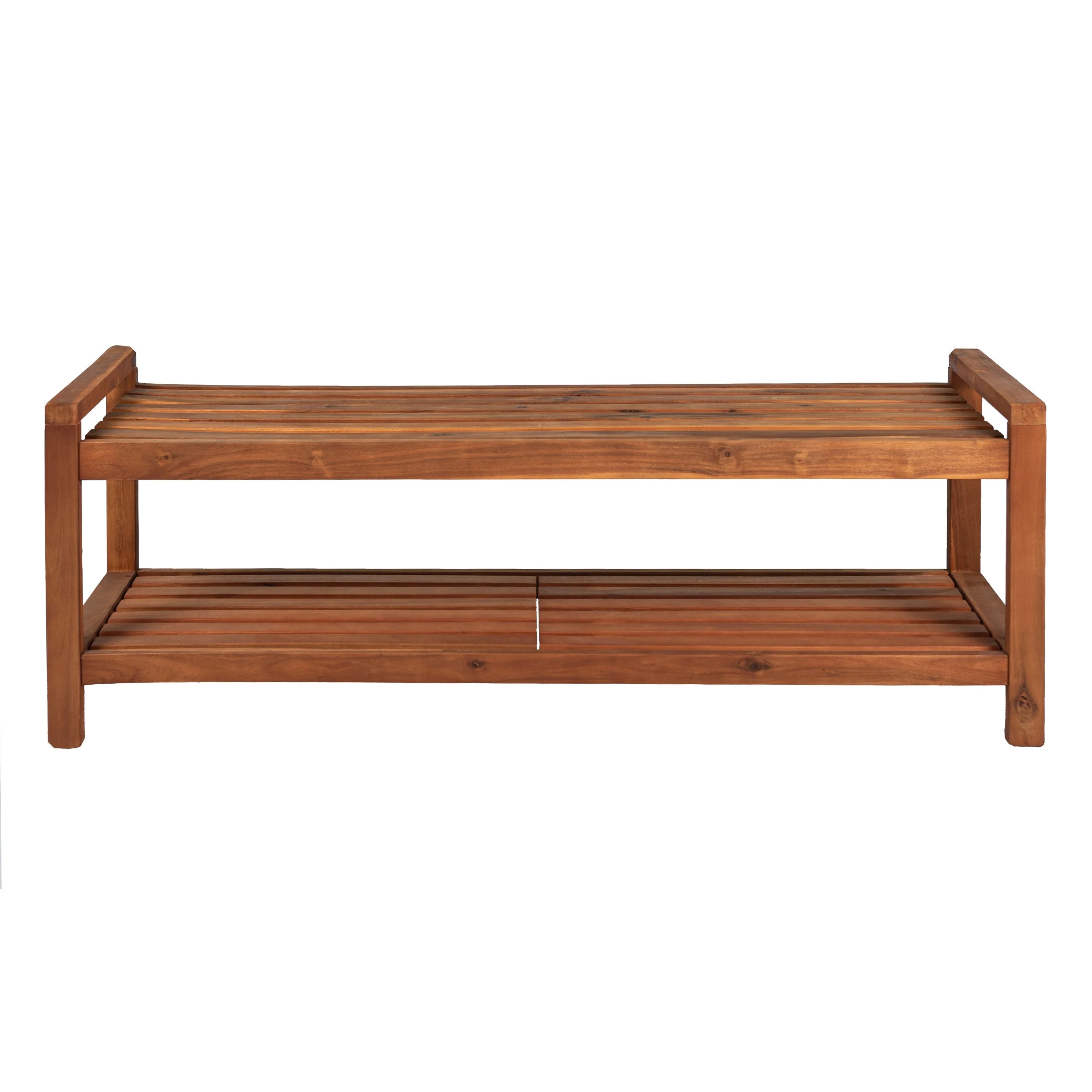 JONATHAN Y Lutyens 50.8" 3-Seat Acacia Wood Outdoor Patio Bench, Teak C32069