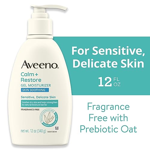 Aveeno Calm + Restore Body Moisturizer Gel for Sensitive Skin, Fragrance Free, 12 OZ V2476