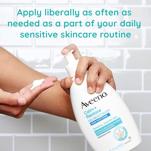 Aveeno Calm + Restore Body Moisturizer Gel for Sensitive Skin, Fragrance Free, 12 OZ V2476