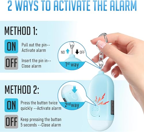 Safesound Personal Alarm Siren 3 Pack - 130dB Keychain with LED Flashlight, USB Rechargeable Y599950