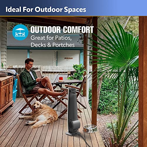 Lasko 42" Portable Outdoor Tower Fan with Bluetooth, Black B843