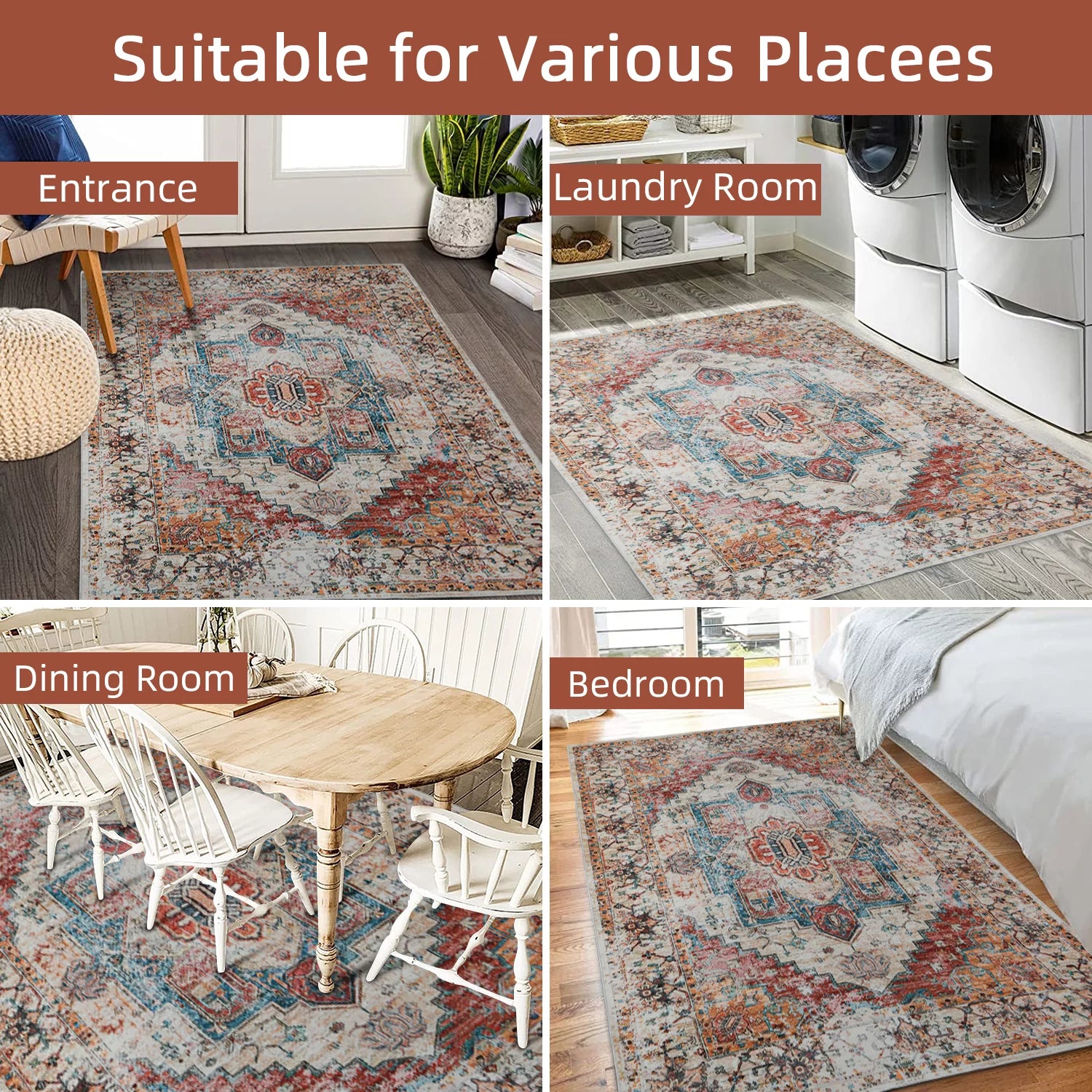 Lochas Vintage Bohemian Area Rug 5' x 8' Orange I20647