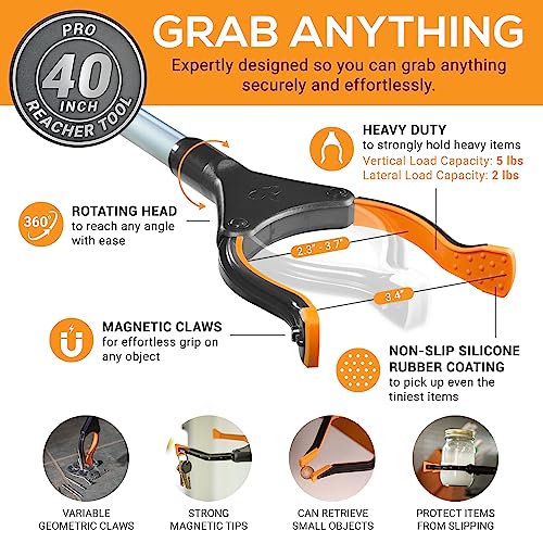 EZPIK® Folding Grabber Reacher 43 Inch with Magnets and Rotating Head B7522