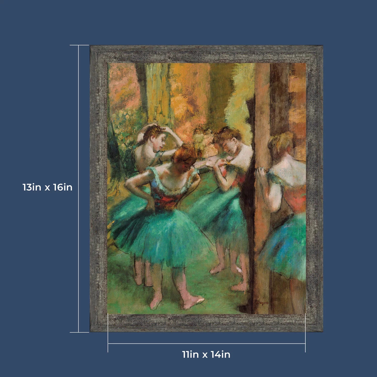 Dancers Pink and Green by Edgar Degas Framed Wall Art Print 11x14 Q294235