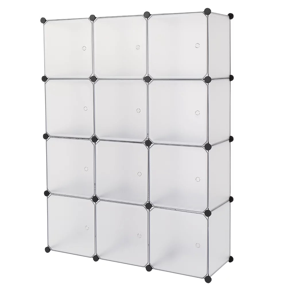 12-Cube Bookshelf Closet Organizer Storage Shelves, White E119