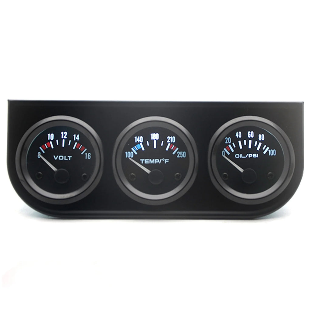 Triple Gauge Kit 3-in-1 Car Meter Voltage Water Temp Oil Pressure 52mm X776492