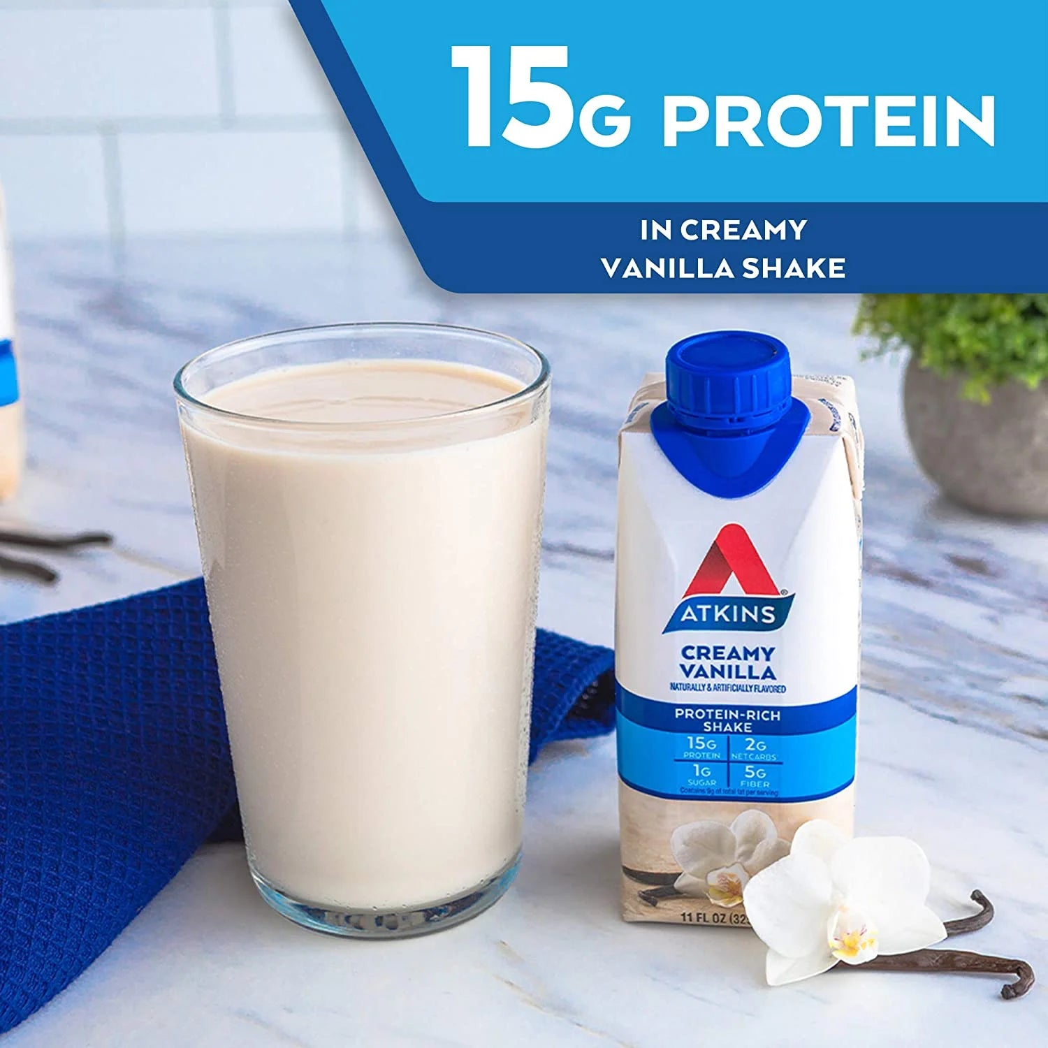 Atkins RTD Protein Shake Creamy Vanilla, 8 Pack S3851