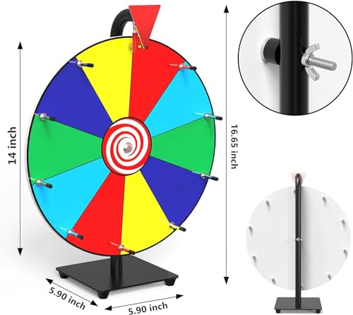 14 Inch Spinning Prize Wheel with 10 Slots and Dry Erase Marker X56975