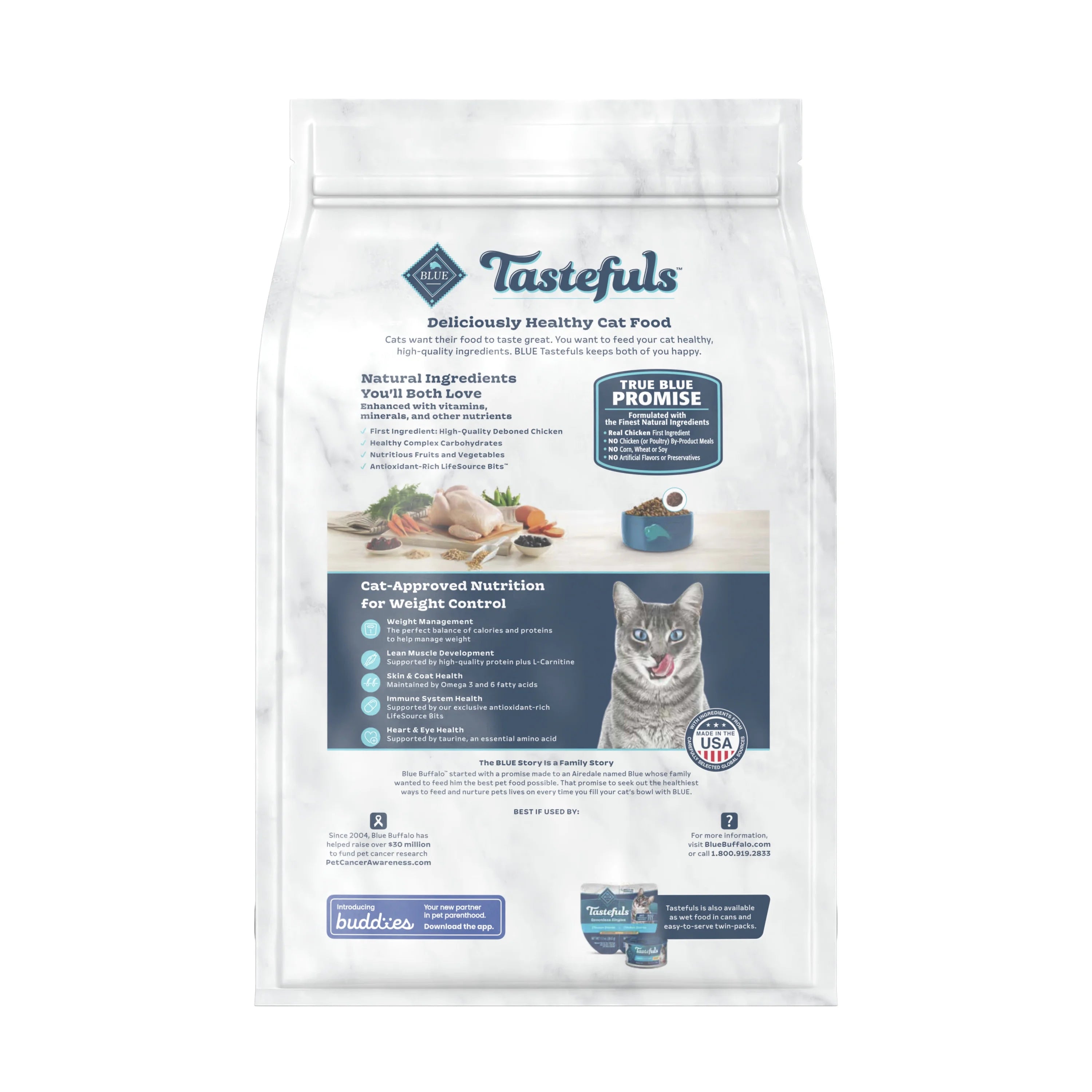 Blue Buffalo Tastefuls Weight Control Adult Dry Cat Food, Chicken 3lb B9126