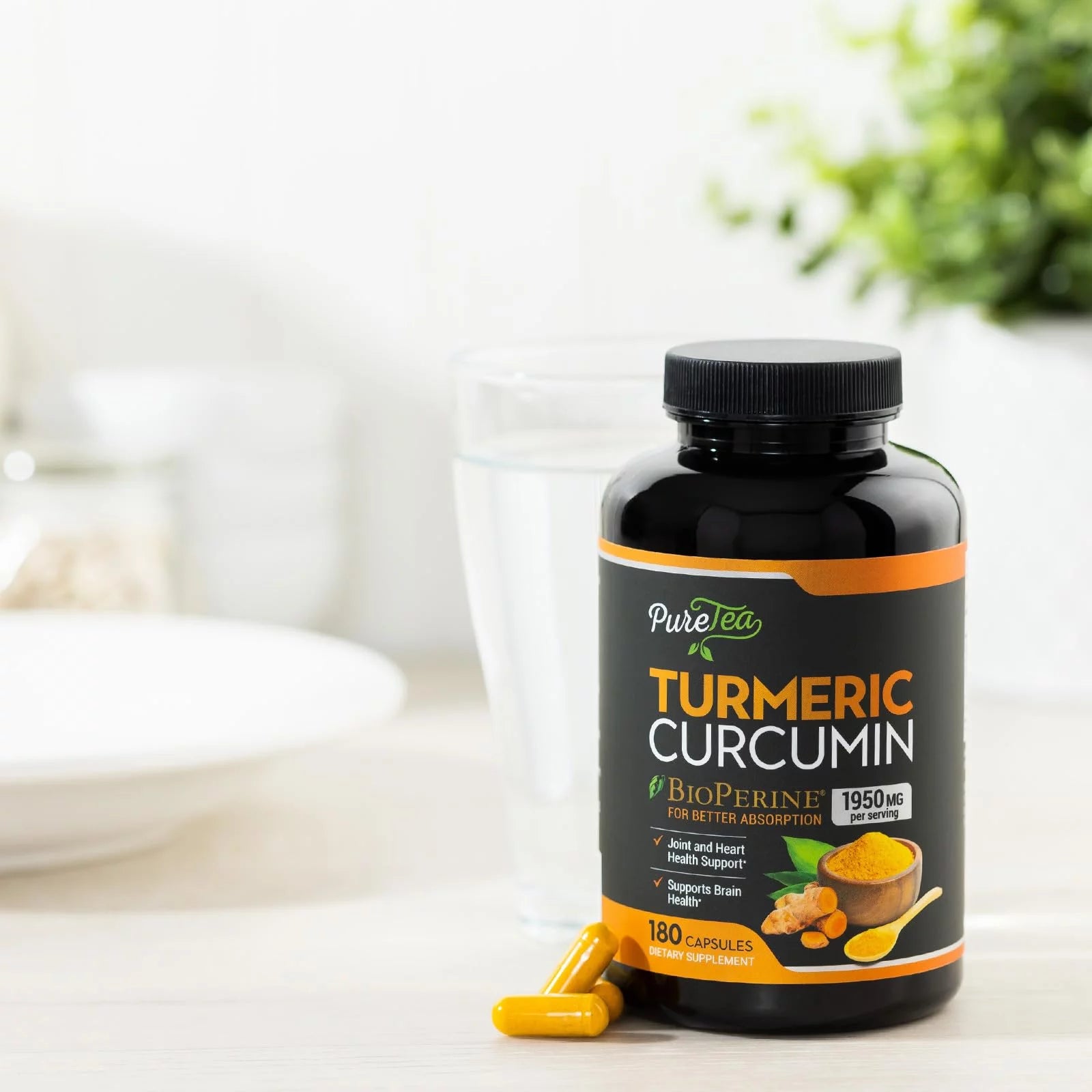 Turmeric Curcumin with BioPerine 1950mg, 95% Curcuminoids, Black Pepper, Non-GMO, 180 Capsules O183