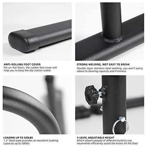 Adjustable Dip Bars for Home Gym, Heavy Duty Dip Station for Strength Training Q2548