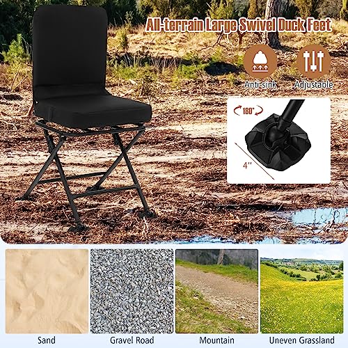 Goplus Hunting Chair 360° Swivel Folding Deer Hunting Chair with Padded Cushion, Black F10718