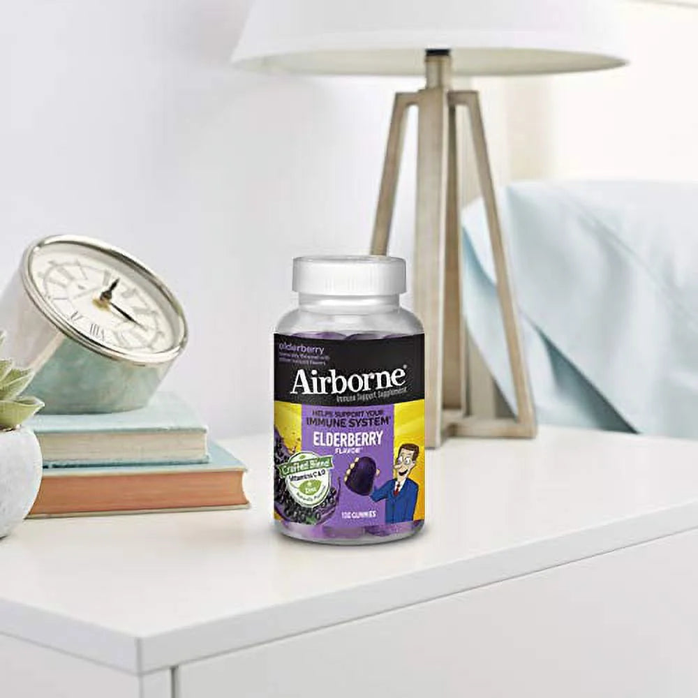 Airborne Elderberry + Vitamins & Zinc Gummies, 130 Count, Gluten-Free X352
