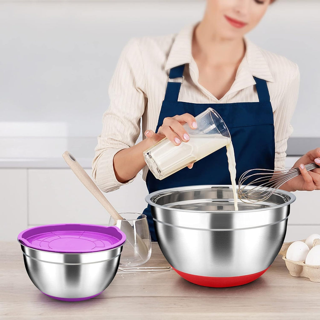 TeamFar Stainless Steel Mixing Bowls with Airtight Lids, Set of 6 Z330395