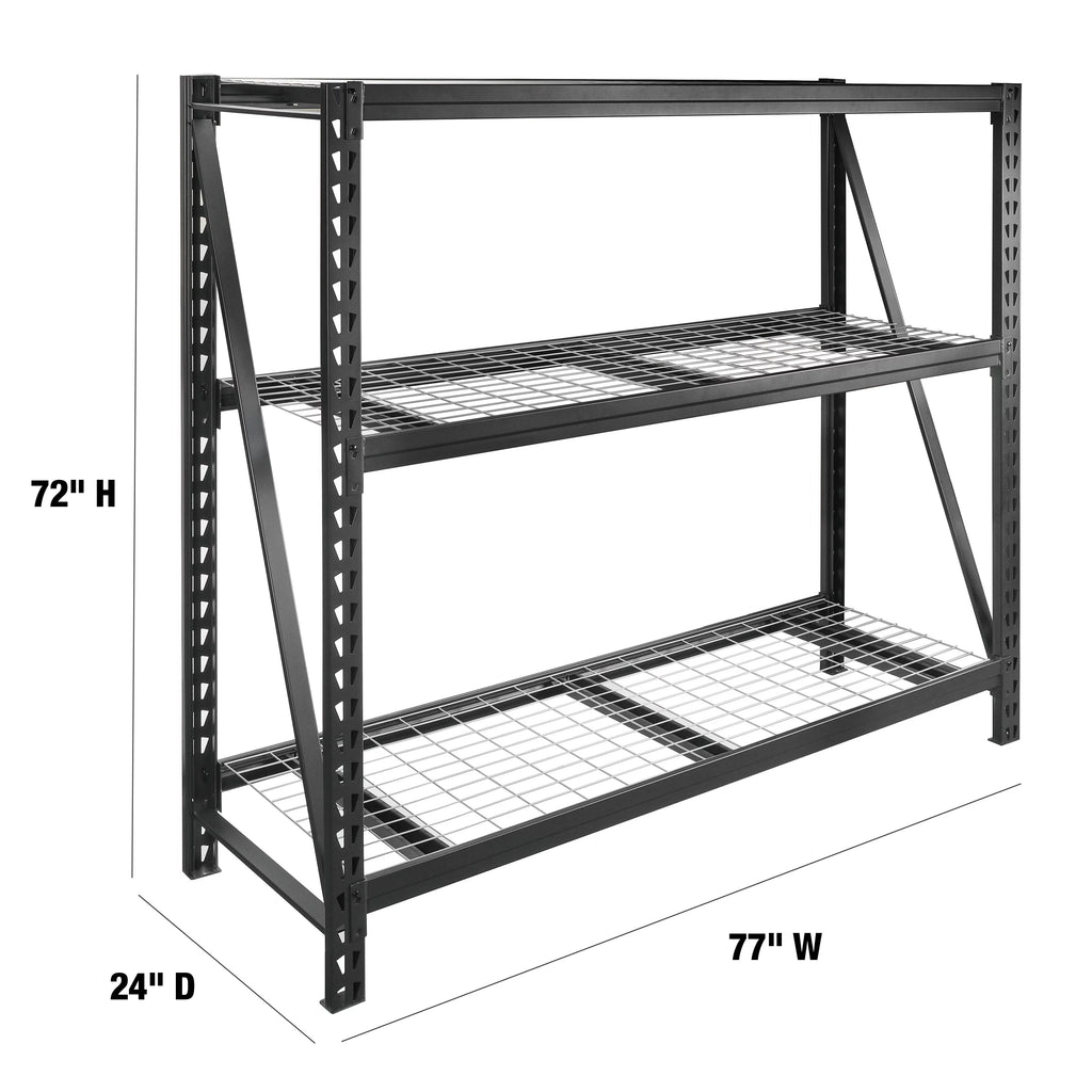 WORKPRO Steel 3-Tier Storage Shelf Unit 72" H x 77" W x 24" D, Black L948397