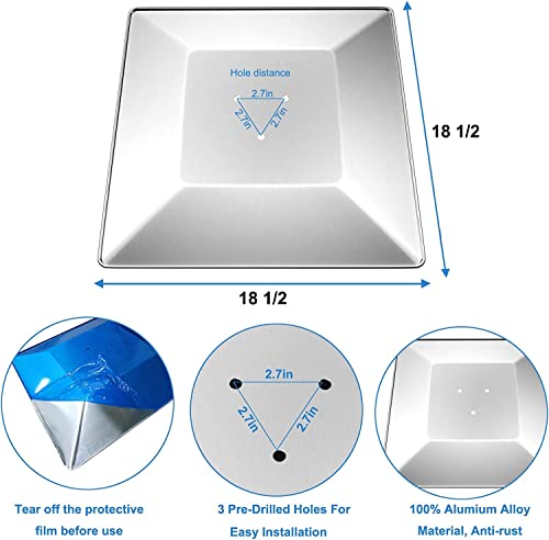 Aluminum Patio Heater Reflector Shield Square, 4 Sided Outdoor Heater Replacement Parts with 3 Pre-Drilled Holes M600948