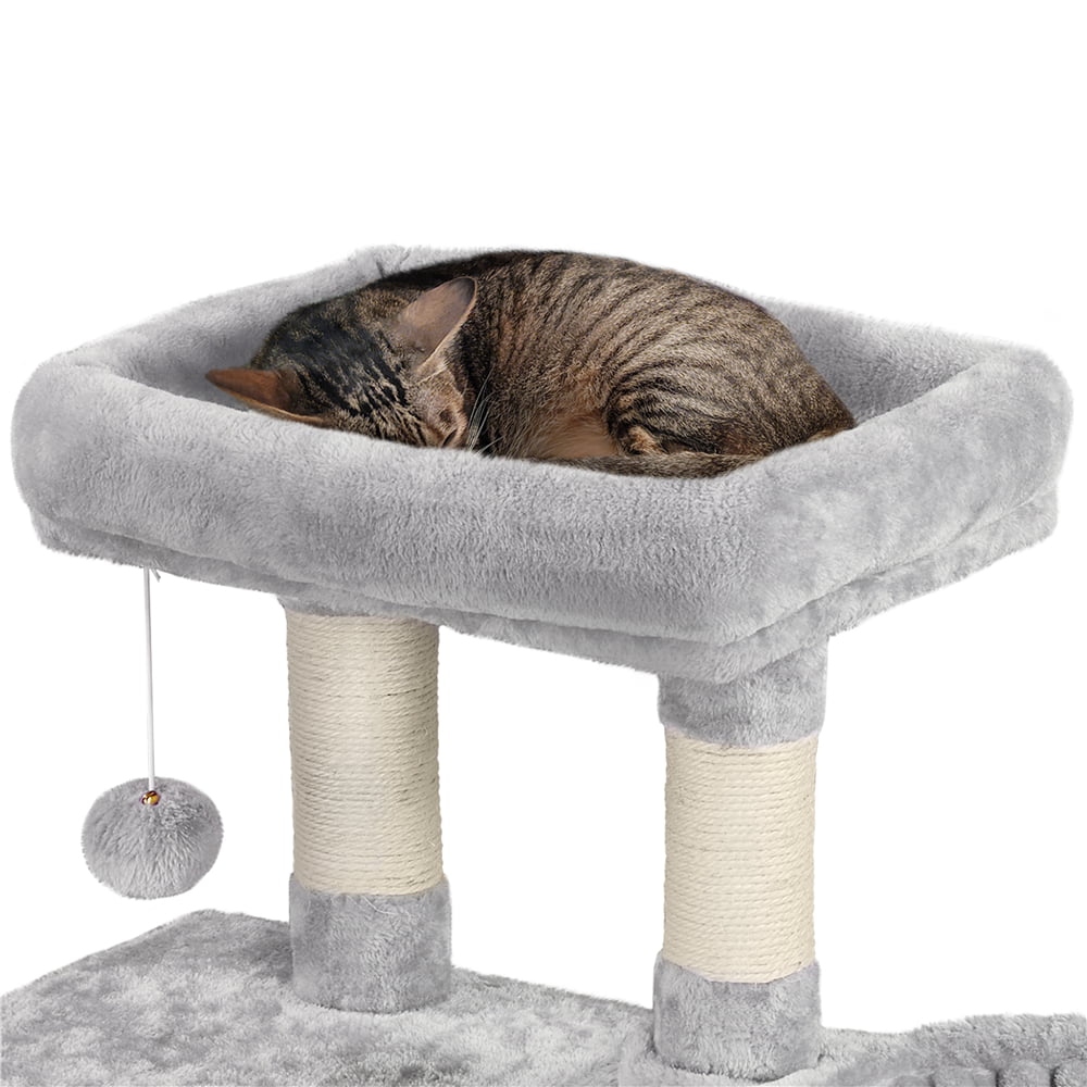 Topeakmart 38" Cat Tree with Condo Perch Basket Scratchers, Light Gray I7770