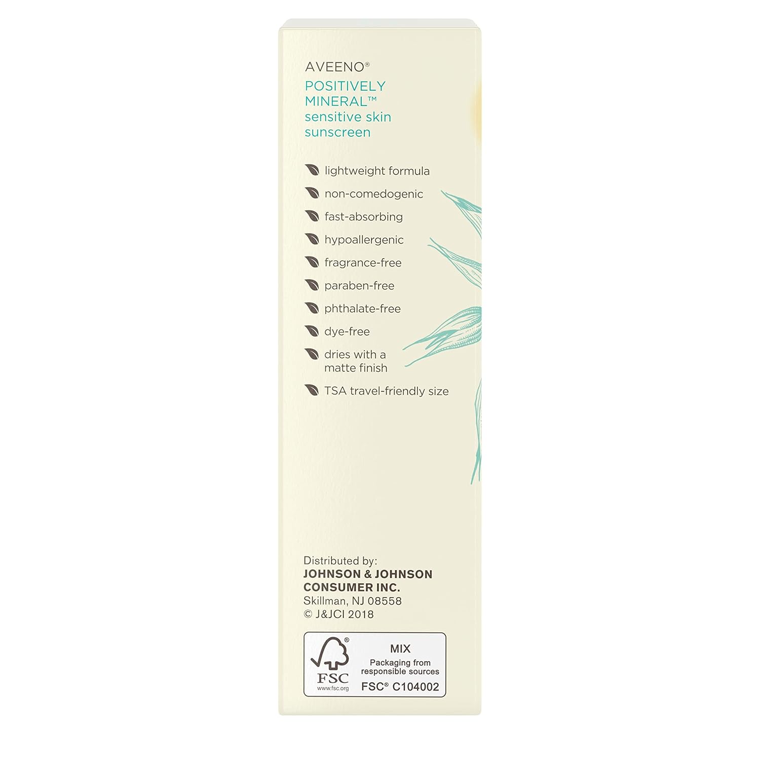 Aveeno Positively Mineral Sensitive Skin Daily Sunscreen Lotion SPF 50, 2 fl oz A358