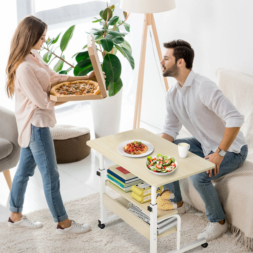 iMounTEK 3-Tier Mobile Laptop Table with Wheels, Adjustable, Beige X980600