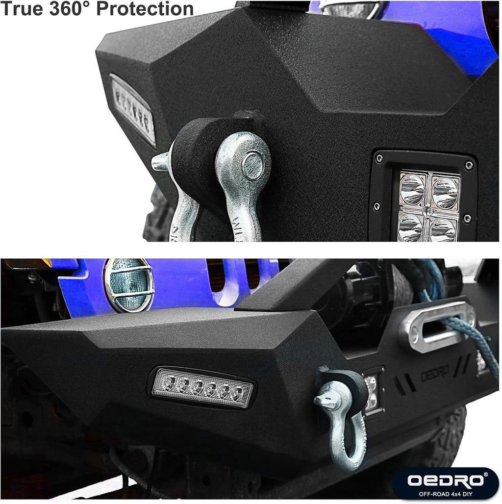 OEDRO Front Bumper for Jeep Wrangler JL & Gladiator with Winch Plate and LED Lights P686