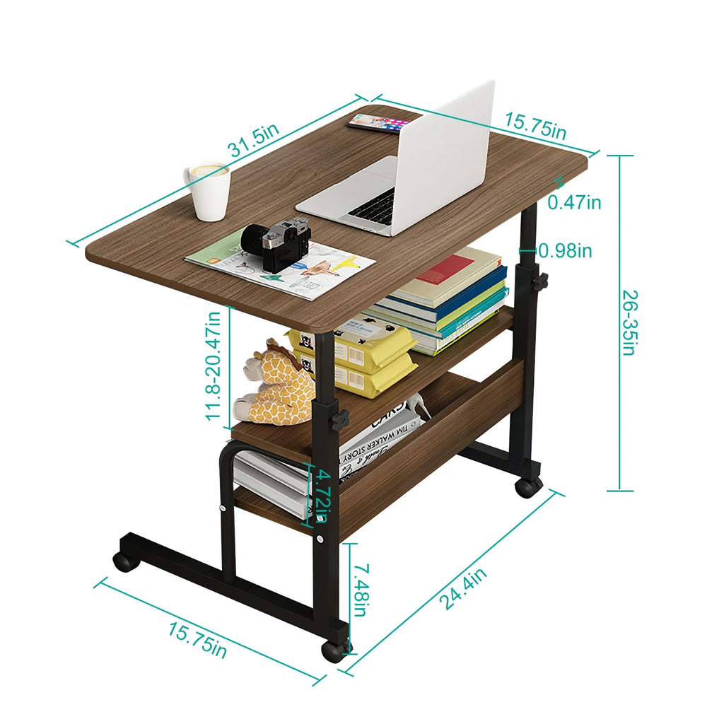 iMounTEK 3-Tier Mobile Laptop Table with Wheels, Adjustable, Beige X980600