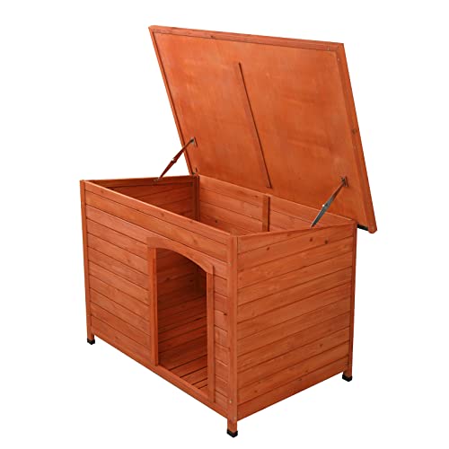 Wooden Dog Kennel 45in Outdoor Weatherproof for Small Breeds P9737