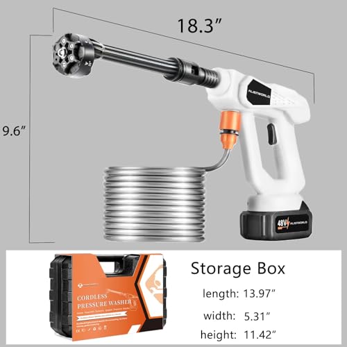 Cordless Pressure Washer with Foam Cannon, 6-in-1 Nozzle, Battery and Charger Included E161660