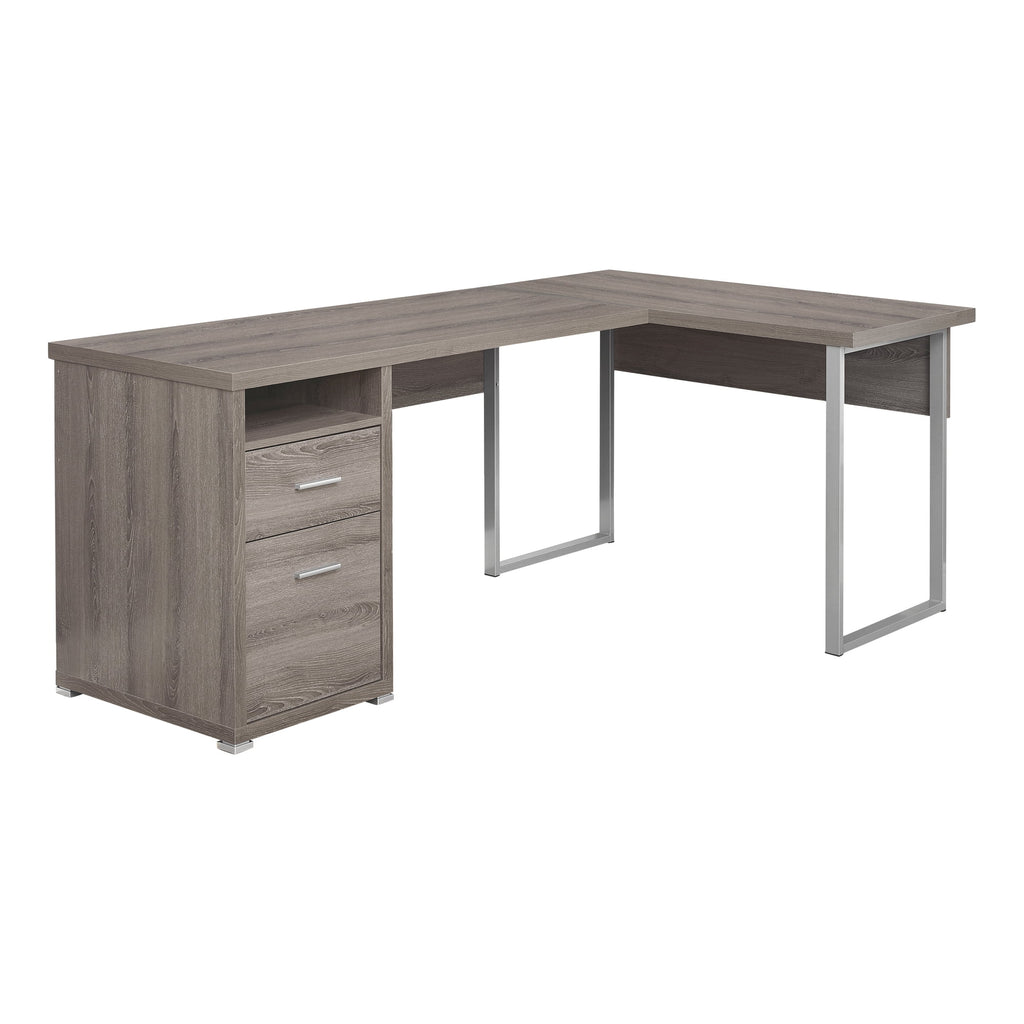 Monarch Specialties L-Shaped Corner Computer Desk, 80"L, Brown Laminate P1647