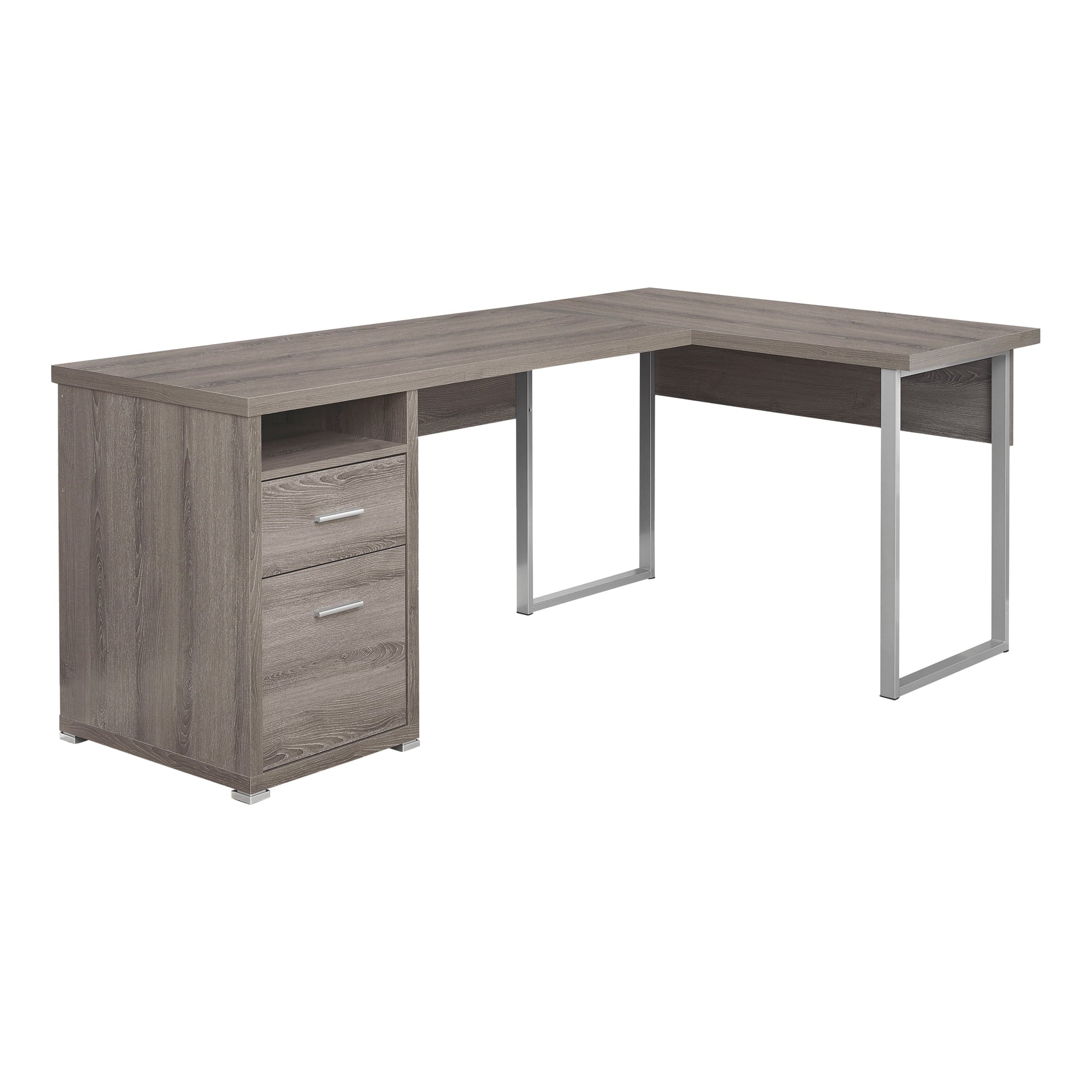Monarch Specialties L-Shaped Corner Computer Desk, 80"L, Brown Laminate P1647